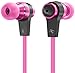 Sentey Pink Earbuds Earphones Headset in Ear Headphones Inline Control and Microphone Metal Audiophile for Music Running Travel Carrying Case Included Tangle Free Cable Oryon LS-4219 Kids Men Girls