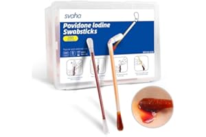SVAHA 250 Pcs Povidone Iodine Swabs - Sterile Iodophor Swabsticks for Outdoor First Aid and Skin Cleansing, Perfect for Travel, Convenient Storage Box Included