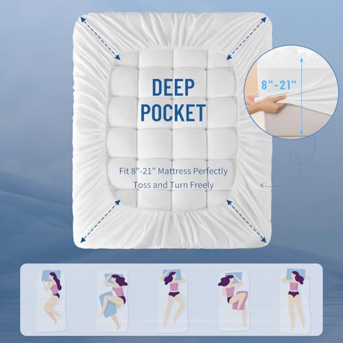 4 Inch Memory Foam Mattress Topper with 6"-18" Deep Pocket (King,78"x80") | 2000 GSM Filling Extra Thick Pillow Top for Back Pain,With Breathable Cover Design For Hot Sleeper,Like sleeping in the cloud