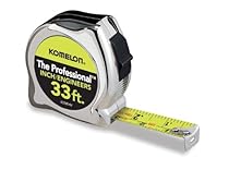 Komelon 433IEHV High-Visibility Professional Tape Measure both Inch and Engineer Scale Printed 33-feet by 1-Inch, Chrome