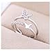 Sewanz Women's Simple Sterling Silver Finger Rings,Crystal Butterfly Opening Filigree Nail Ring