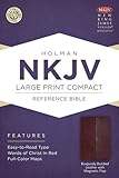 NKJV Large Print Compact Reference Bible, Burgundy Bonded Leather with Magnetic Flap