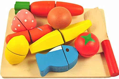 Wooden kitchen toys cut fruit vegetables toys play house toys kids