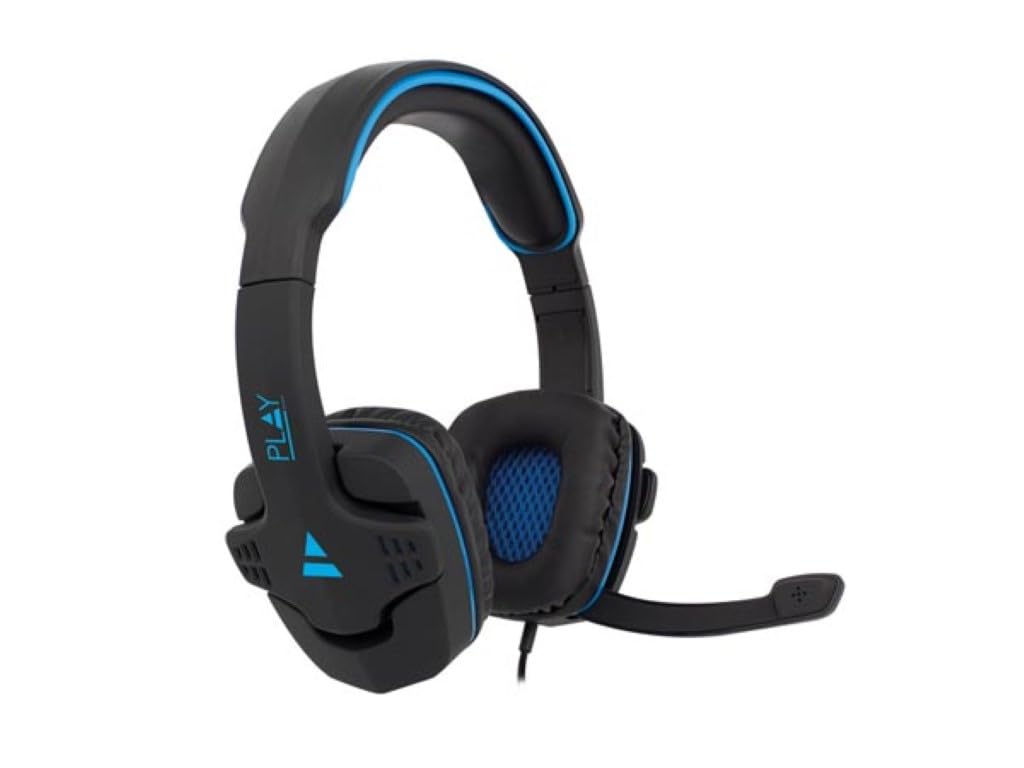 Ewent PL3320|Gaming Headset with Stereo Surround Microphone|3.5 mm Jack Adapter|1.5 M Long Cable|Gaming Headset for PS4-PS5/Xbox One-Xbox X/Switch/PC/Mac/Laptop/Tablet/iPhone/iPad - Black,Blue