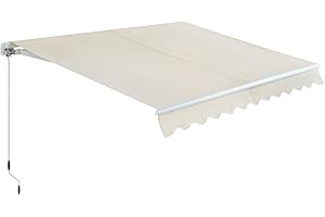 Canopee Manual Retractable Awning Patio Outdoor Awning Sunshade Shelter Retractable Aluminum UV Protection Waterproof (Beige, 10 × 8 FT)