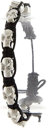 BEJEWLED JEWELLERY SKULL WEAVED ADJUSTABLE BRACELET (Black)