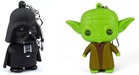 Star Wars Master Yoda Vs Darth Vader Light Emitting Voice LED Key Chains pack of 2