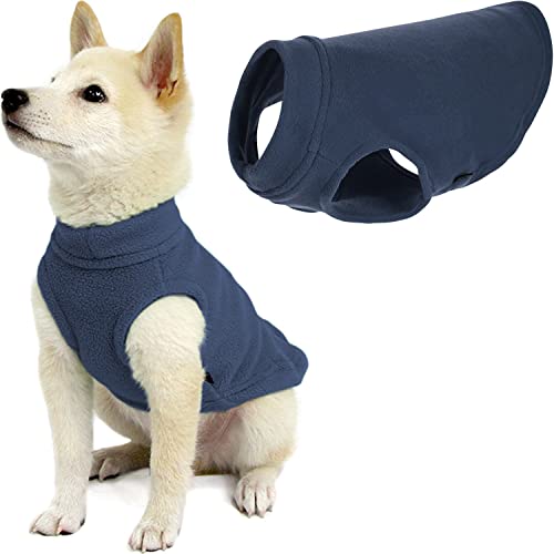 Gooby - Stretch Fleece Vest Sweater Fleece Vest Jacket Sweater for Dogs, Indigo Blue, Medium Length (11)