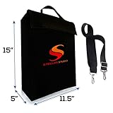 Fireproof Money And Document Bag - FREE Shoulder Strap - Fire & Water Resistant Cash/Envelope Holder - Silicone Coated File Pouch, Zipper & Velcro Seal For Max Protection- 15x11.5x5 Large Size