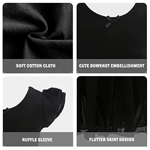 Bosowos Girls Skirted Leotard Flutter Sleeve Ballet Dancewear Cotton Front Lined for Kids Little Girl - Thumbnail 3