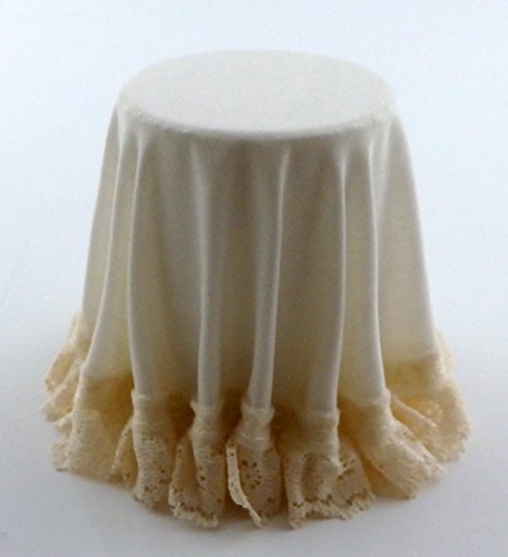 Dollhouse Miniature Chrysnbon Skirted Table in Ivory