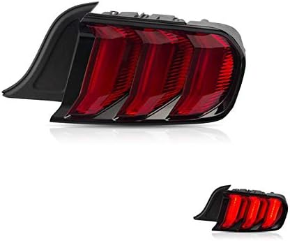LED Tail Lights Assembly for Ford Mustang 2015-UP Black Housing Rear Lamp Brake Reverse Light Rear Back Up Lamp Replacement Accessories,RED