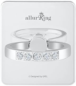 allurRing Swarovski Crystals Cell Phone Ring Holder Kickstand Anti-Drop Finger Grip 360° Universal Fit iPhone X, 8, 7, 6S, 6, Galaxy Note 8, S9, S8, S7 Edge Plus, LG, Pixel (Charlotte White)