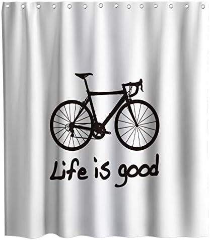 Amazon Com Funny Bicycle City Landscape Shower Curtain Kids Bike Theme Fabric Sets Bathroom Decor With Hooks Waterproof Washable 72 X 72 Inches Black And White Kitchen Dining
