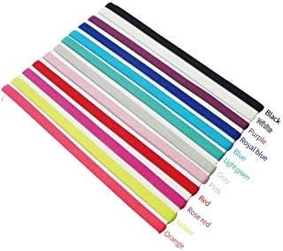 ransiy 12 Pieces Mini Thin Men Women Non-Slip Headband Elastic Silicone Grip Single Sweatbands Sports Yoga Running Exercise