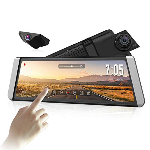 AUTO-VOX Upgrade Mirror Dash Cam Backup Camera Kit Dual Lens 9.88
