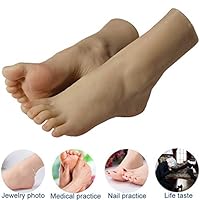 GZMUS - Home Security 22cm Silicone Lifesize Female Mannequin Foot 1 Pair Display Jewerly Sandal Shoe Sock Display Art Sketch Model Photo Prop with Bone and Nail