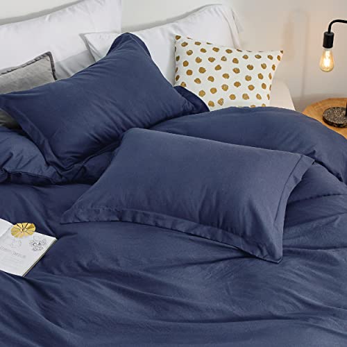 Bedsure Navy Duvet Cover Queen Size Soft Prewashed Queen Duvet Cover Set, 3 Pieces, 1 Duvet