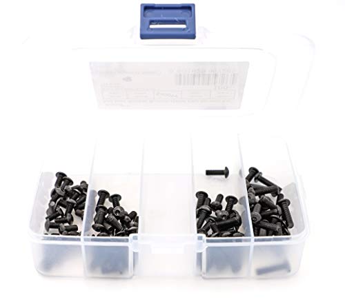 iExcell Total 100-Pack M4 x 8mm M4 x 10mm M4 x 12mm M4 x 16mm Alloy Steel Hex Socket Button Head Cap Screws Kit, Black