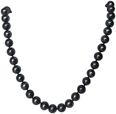 3pc Pearl Set Genuine AAA 9-10mm ROUND Black Strand Pearl Necklace Bracelet Stud Earrings Cultured Freshwater (20)