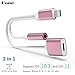 iphone 7 / 7 plus / 8 / X adapter, (Support iOS 10.3, iOS 11)Cone 2 in 1 Lightning Adapter and Charger, Lightning to 3.5mm Aux Headphone Jack Audio Adapter for iphone X, 8, 8 plus, 7, 7 plus(Rose)