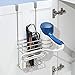 mDesign Metal Bathroom 2 Section Storage Tool Organizer Basket Tray - Hang Over Cabinet Door - Storage for Hair Dryer, Straightener, Curling Iron, Styling Products - Concerto Collection - Chrome