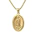 Stainless Steel Blessed Virgin Mary Maria Oval Medal PendantNecklace For Mens Womens (Gold)