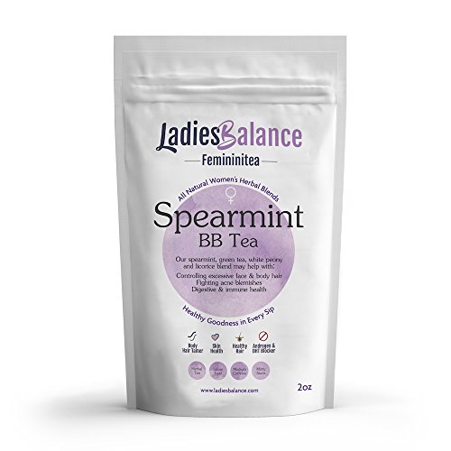 Femininitea Organic Spearmint BB Tea Hair & Acne Control Blend by LadiesBalance (2oz) Organic & All Natural Spearmint Leaves.