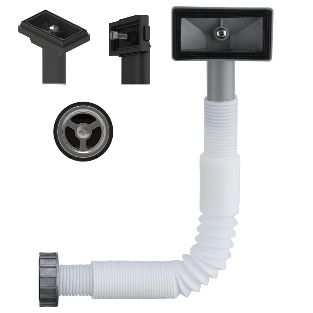 Schläfer 439400 | Universal Overflow Kit with Vertical and Horizontal, Rectangular and Round Connection, Siphon for Overflow Drain Kitchen Sink, Bathroom Sink, Flexible Hose 150/280 mm.