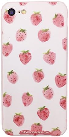 iPhone 7 Plus Strawberry case Cute Pink Watercolor Flexible Pattern Printed Silicone Lightweight Ultra Thin case for iPhone 7
