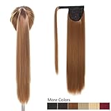 26 Inch Long Ponytail Hair Extension Brown 1 Piece Hairpiece Synthetic Wrap Around Pony Tail Clip in Hair Extensions for Girl Lady Woman (26Inch Wrap Around Ponytail Straight 12-30#)