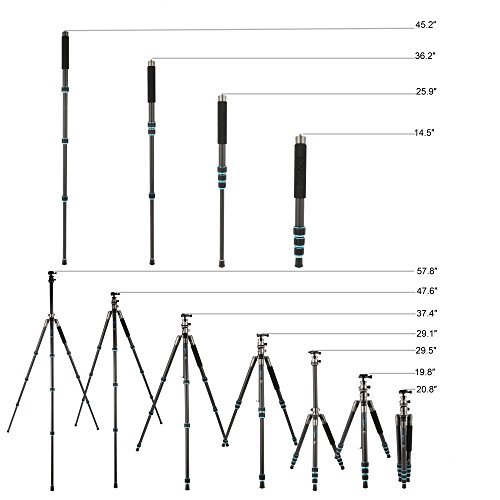 Camera Tripod ,BONFOTO Carbon Fiber Travel B674C Tripod Lightweight Heavy Duty Portable with 1/4\