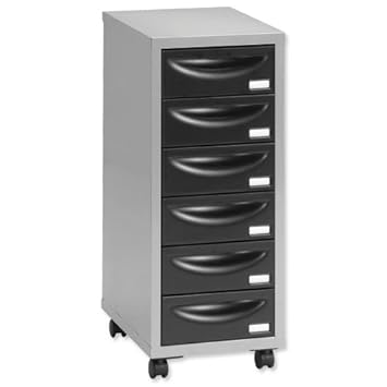 Pierre Henry 6 Multi Drawer Filing Cabinet Silver Black Amazon