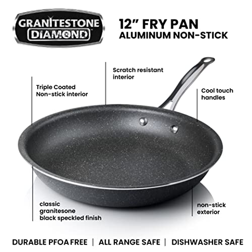 Granitestone Cookware Nonstick Frying Pan, 12” Nonstick Pan for Cooking