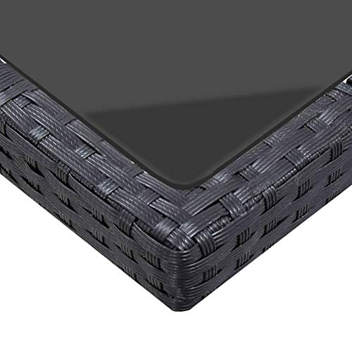 Tidyard Gartenmöbel 9-TLG. mit Auflagen Gartenset Sitzgruppe Sitzgarnitur Gartengarnitur Gartentisch Milchglas-Tischplatte Stühle Poly Rattan Schwarz – Bild 8