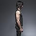 Punk Rock Man Cotton Leather Belt Sleeveless T-Shirt Front Strap Vest Bandage Casual Tank Tops (M) Black