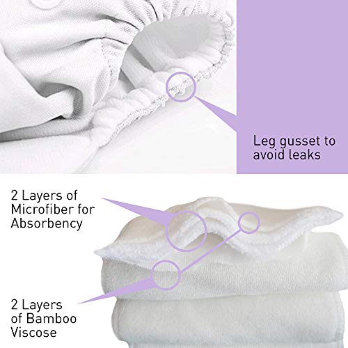 Pink Blossom Baby Cloth Pocket Diapers 7 Pack, 7 Bamboo Inserts, 1 Wet Bag by Nora's Nursery - Thumbnail 7