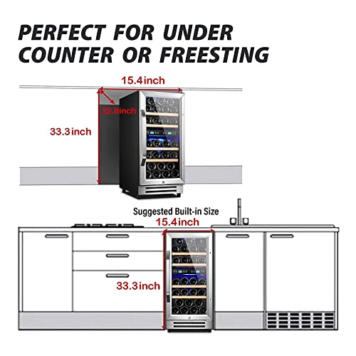 Karcassin 15 Inch Wine Cooler Refrigerator, Mini Fridge 28 Bottle