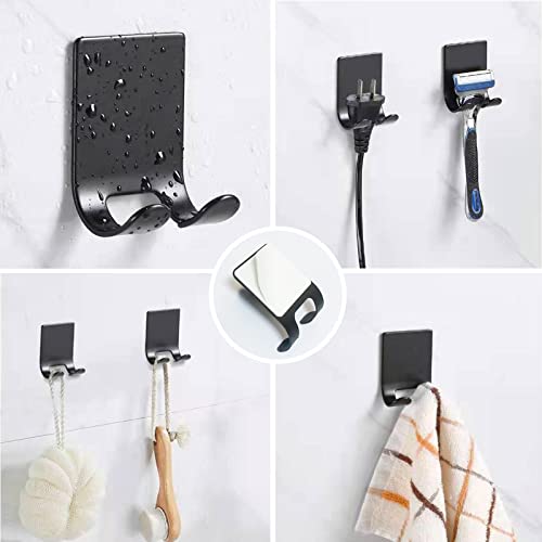 Linyoish 8-teiliges Badezimmerzubehör-Set aus Edelstahl, Handtuchhalter, Toilettenpapierhalter, Handtuchring, Kleiderhaken, 2 Klebehaken,2 Rasiererhalter (Schwarz)