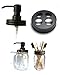 The Southern Jarring Co. Bathroom Accessories Lid Set - Jars NOT Included - Mason Jar Hand Soap Dispenser and Toothbrush Holder Lids - Modern Farmhouse Bathroom Decor (Black Stainless Steel)