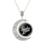 Charm Crescent Moon Panic! at The Disco Band Logo Pendant Necklace