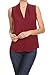 ReneeC. Women's V Neck Sleeveless Draped Sexy Summer Tank Blouse Top (Large, Burgundy)