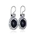 Antique Style Women's Round Black Onyx Earrings with Ornate Floral Design and Secure Backs