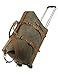 Kattee Rolling Travel Luggage Duffel Bag, 2 Drop Bottom Wheeled, Leather + Canvas, 50L (Army Green)