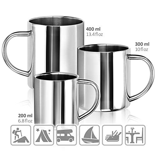 com-four® 2x Edelstahl Thermobecher - 180 ml je Becher - Isolierbecher doppelwandig - Kaffeetasse bruchsicher - Thermo-Trinkbecher - Camping Becher - Tasse - BPA-frei (180ml) – Bild 2