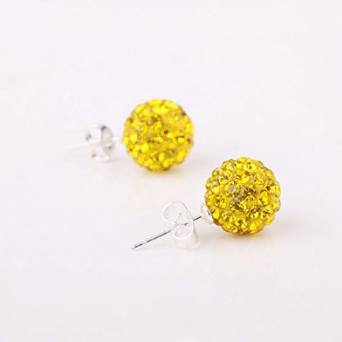 Fashion Women'S Jewerly Earrings Bright Yellow Round Ball Zircon Long Stick