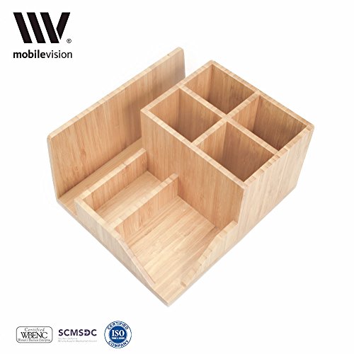 image for MobileVision Bamboo Succulent Plant Holder Desktop Organizer for Pens 