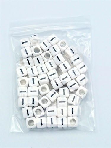 FEQM Pre-Sorted Letter Beads (6mm 50 pcs, White - Black Letter I)