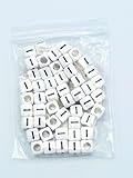 FEQM Pre-Sorted Letter Beads (6mm 50 pcs, White - Black Letter I)