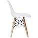 2xhome - Set of Four (4) - White - Kids Size Side Chairs White Seat Natural Wood Wooden Legs Eiffel Childrens Room Chairs No Arm Arms Armless Molded Plastic Seat Dowel Leg